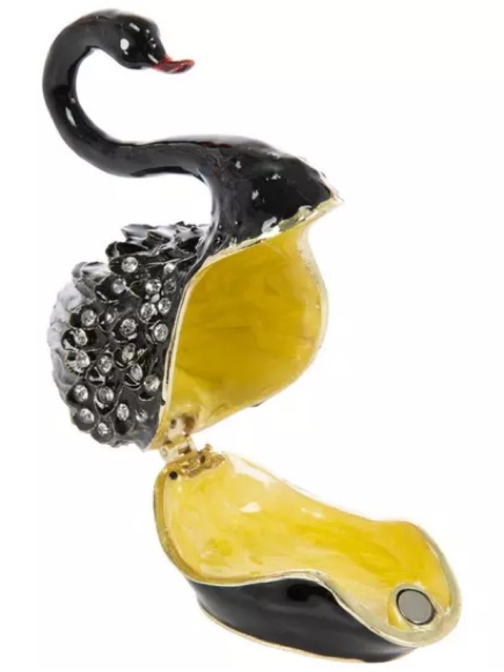 New Black Jeweled Swan Trinket Box - Picture 3 of 4